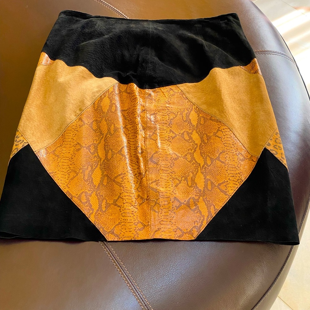 Vintage 80s Patchwork Leather Skirt